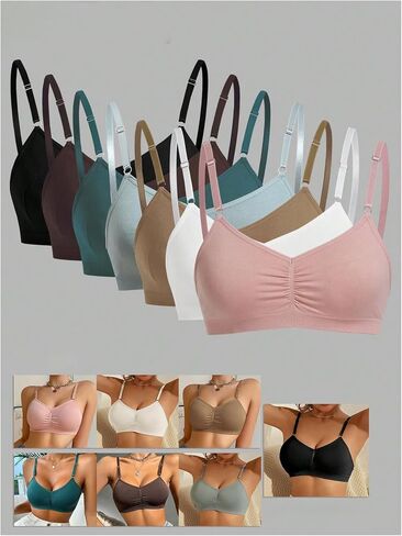 Women's 7 Pack Wireless Bralettes Seamless Adjustable Strap Bras in Saudi Arabia