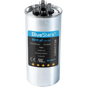 مكيف هواء BlueStars فائق التحمل 80+5 فائق التوهج ± 5% MFD 370 أو 440 فولت مكثف مستدير مزدوج التشغيل TP-CAP-80/5/440R مكيف هواء مستقيم بارد ومضخة حرارية in Kuwait