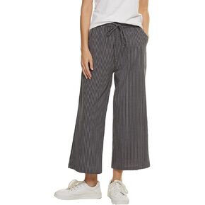Womens Linen Pants Elastic High Waisted Wide Leg Drawstring Casual Loose Cropped Pants with Pockets in Saudi Arabia