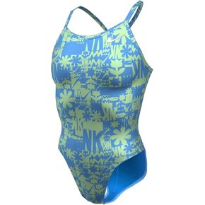 Nike Women's Hydrastrong Multi Print Racerback One Piece Swimsuit Vapor Green, 40 in Saudi Arabia