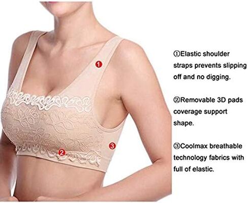 Women’s Lace Sports Bra Seamless Comfortable Yoga Camisole Overlay Bra with Removable Pads in Saudi Arabia