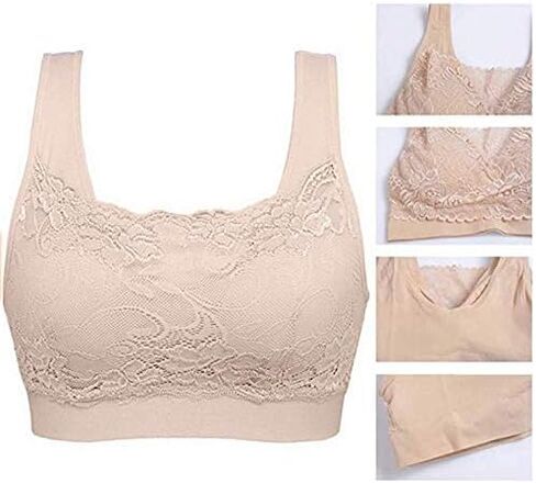 Women’s Lace Sports Bra Seamless Comfortable Yoga Camisole Overlay Bra with Removable Pads in Saudi Arabia