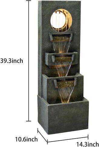 Watnature 39.3 "H نافورة شلال حديثة في الهواء الطلق - نافورة طابق مريح طويل في الهواء الطلق مع الضوء والمضخة ، النافورات المعاصرة في الهواء الطلق والشلالات الداخلية للمنزل والمكتب in Saudi Arabia