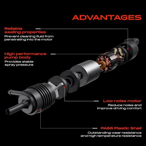 A-Premium Windshield Washer Pump Compatible with Honda CR-V, Odyssey, Fit, HR-V, Crosstour & Toyota RAV4, Highlander & Kia Soul, Soul EV & Mazda CX-5, 3, CX-9, 5 & Acura & Nissan & Lexus in Saudi Arabia