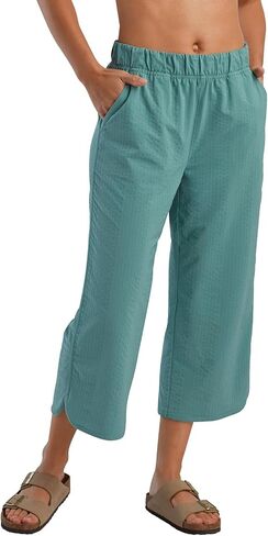 Title Nine Slaycation Wide Leg Women’s Summer Pants – Quick Dry, UPF 50, Tech Seersucker with Pockets for Travel or Beach in Saudi Arabia