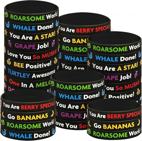 120pcs Rubber Bracelets for Kids Punny Motivational Silicone Bracelets for Teens Inspirational Quote Wristbands Funny Puns Gifts Bulk for Students Classroom Rubber Wristbands in Saudi Arabia