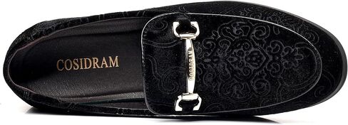 Cosidram Men's Velvet Penny Loafers Luxury Vintage Jacquard Pattern Classic Gold Buckle Party Press Shoes Shoes in Kuwait