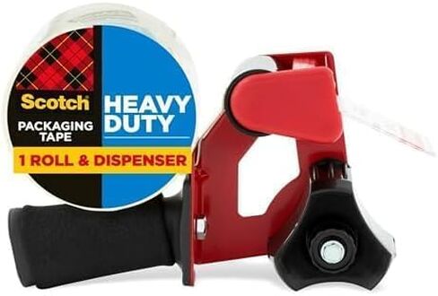 Scotch Heavy Duty Packaging Tape, 1.88 x 54.6 yd, Designed for Packing, Shipping and Mailing, Strong Seal on All Box Types, 3" Core, Clear, 1 Roll w/Dispenser (3850-2ST) in Kuwait