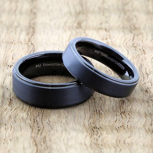 Tungsten Carbide Wedding Bands That Feature Different Finishes and Edge Colors in Saudi Arabia