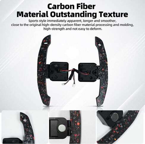 Steering Wheel Magnetic Paddle Shifter Compatible with B8 Series A1 A2 A3 A4 A5 A8 Q2 Q3 Q4 Q5 Q7 Q8 S1 S2 S3 S4 S5 SQ5 SQ7 SQ8 RS1 RS2 RS3 RS4 RS5 RSQ5 Paddle Shifter Red Flakes Forged Carbon in Kuwait