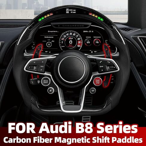 Steering Wheel Magnetic Paddle Shifter Compatible with B8 Series A1 A2 A3 A4 A5 A8 Q2 Q3 Q4 Q5 Q7 Q8 S1 S2 S3 S4 S5 SQ5 SQ7 SQ8 RS1 RS2 RS3 RS4 RS5 RSQ5 Paddle Shifter Red Flakes Forged Carbon in Kuwait