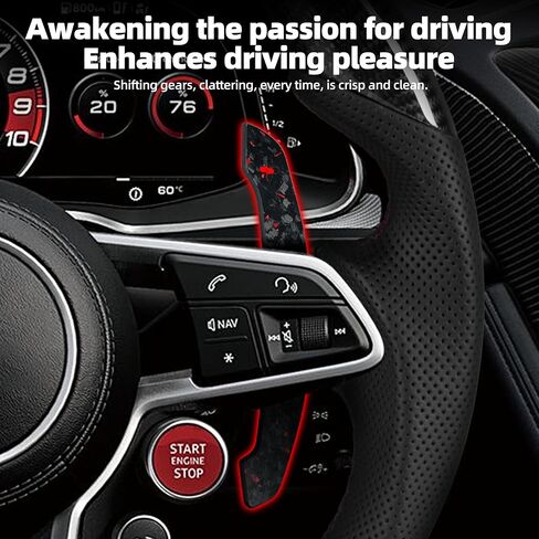 Steering Wheel Magnetic Paddle Shifter Compatible with B8 Series A1 A2 A3 A4 A5 A8 Q2 Q3 Q4 Q5 Q7 Q8 S1 S2 S3 S4 S5 SQ5 SQ7 SQ8 RS1 RS2 RS3 RS4 RS5 RSQ5 Paddle Shifter Red Flakes Forged Carbon in Kuwait