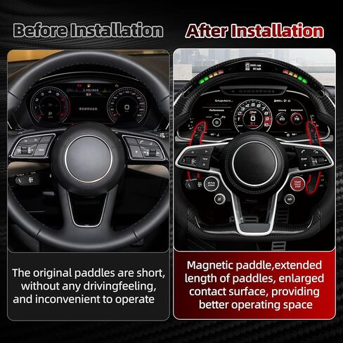 Steering Wheel Magnetic Paddle Shifter Compatible with B8 Series A1 A2 A3 A4 A5 A8 Q2 Q3 Q4 Q5 Q7 Q8 S1 S2 S3 S4 S5 SQ5 SQ7 SQ8 RS1 RS2 RS3 RS4 RS5 RSQ5 Paddle Shifter Red Flakes Forged Carbon in Kuwait