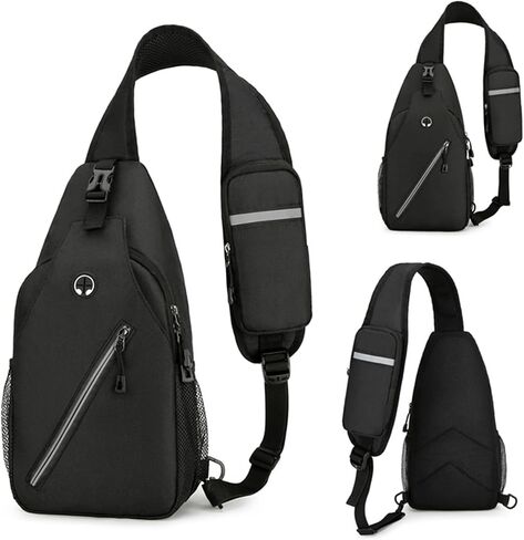 DOJUNS Crossbody Bags Sling Backpack, Sling Bag Cross body Shoulder Bag for Men and Women Chest Bag Travel Hiking Daypack (Black) in Saudi Arabia