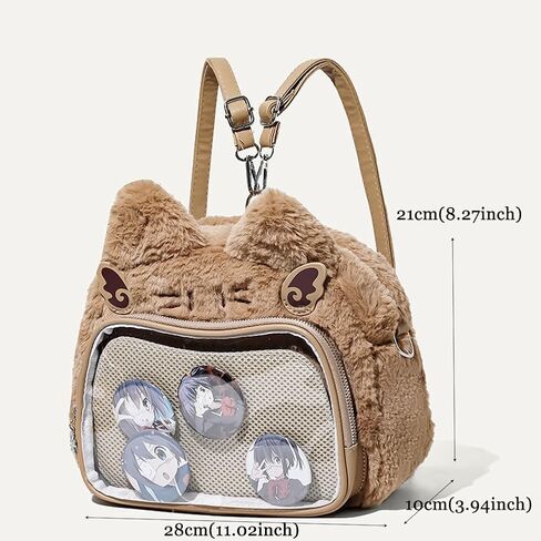 Cute Cat Ita Bag Pin Display Backpack Kawaii Furry Ita Bag Crossbody Y2k Aesthetic Shoulder Purse(Pins NOT Included) in Kuwait