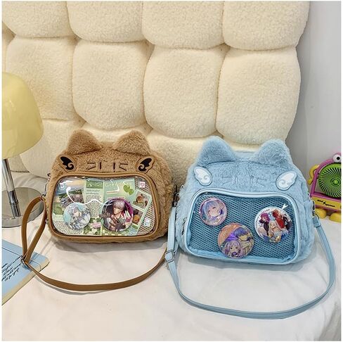 Cute Cat Ita Bag Pin Display Backpack Kawaii Furry Ita Bag Crossbody Y2k Aesthetic Shoulder Purse(Pins NOT Included) in Kuwait