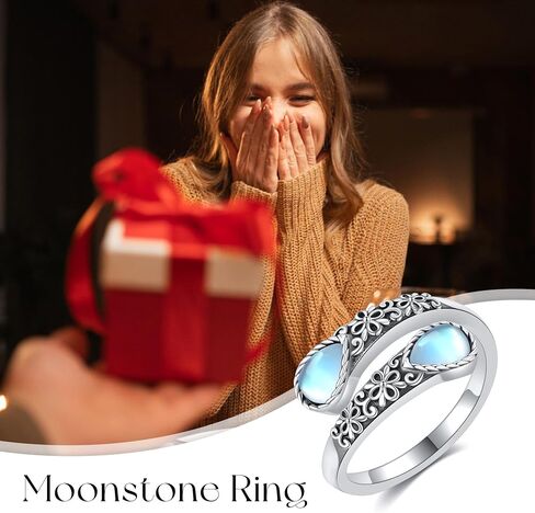 Sunflower/Mushroom/Skull Rose/Filigree Moonstone S925 Sterling Silver Adjustable Open Thumb Rings for Women in Saudi Arabia