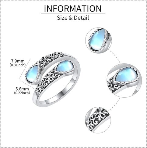 Sunflower/Mushroom/Skull Rose/Filigree Moonstone S925 Sterling Silver Adjustable Open Thumb Rings for Women in Saudi Arabia