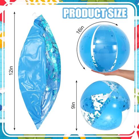 Whaline 3Pcs Glitter Inflatable Beach Ball 16 Inch Round Gold Confetti Pool PVC Balls Cute Game Toys for Summer Hawaiian Tropical Theme Beach Party Decor (Green and White) in Saudi Arabia