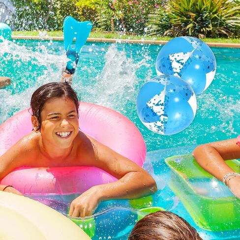 Whaline 3Pcs Glitter Inflatable Beach Ball 16 Inch Round Gold Confetti Pool PVC Balls Cute Game Toys for Summer Hawaiian Tropical Theme Beach Party Decor (Green and White) in Saudi Arabia