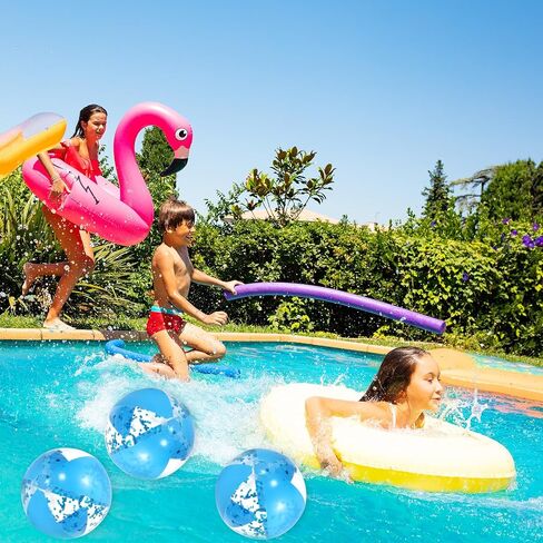 Whaline 3Pcs Glitter Inflatable Beach Ball 16 Inch Round Gold Confetti Pool PVC Balls Cute Game Toys for Summer Hawaiian Tropical Theme Beach Party Decor (Green and White) in Saudi Arabia