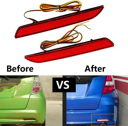 Back Bumper Reflectors Red Lens Red Light, Rear Bumper LED Reflectors Light Lamp, 2010-2013 Compatible with Honda Fit in Saudi Arabia