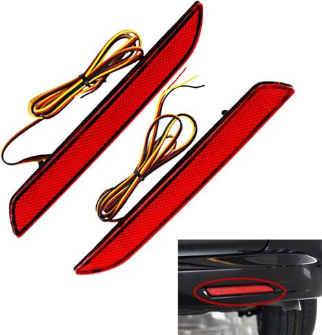 Back Bumper Reflectors Red Lens Red Light, Rear Bumper LED Reflectors Light Lamp, 2010-2013 Compatible with Honda Fit in Saudi Arabia