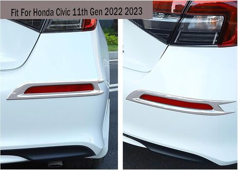 ملحقات السيارات مناسبة لـ Honda Civic 11th Gen 2022 2023 2024 2025 خلفية عاكس الضباب العاكس تغطية مديح (أسود) ABS 2 PCS in Kuwait