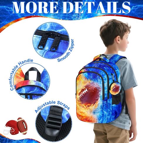 Baseball Backpack for Boys, Kids Baseball Backpack with Lunch Box Pencil Case and Coin Purse, School Bookbag for Student in Kuwait