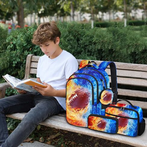 Baseball Backpack for Boys, Kids Baseball Backpack with Lunch Box Pencil Case and Coin Purse, School Bookbag for Student in Kuwait