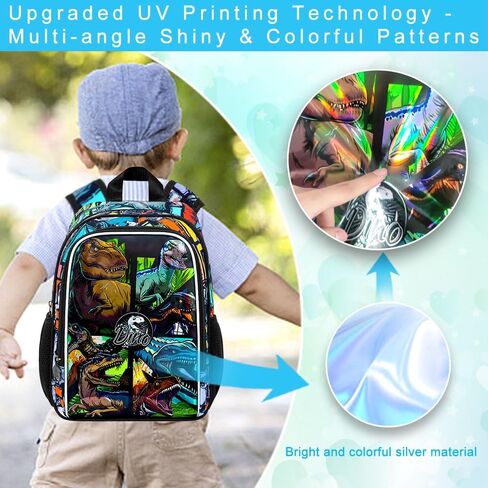 Dinosaur Backpack for Toddler Boys 2-5 Years - 13 Inch Water Resistant Preschool Bookbag with Reflective Safety Trim in Saudi Arabia
