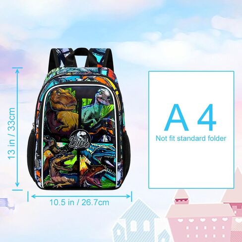 Dinosaur Backpack for Toddler Boys 2-5 Years - 13 Inch Water Resistant Preschool Bookbag with Reflective Safety Trim in Saudi Arabia