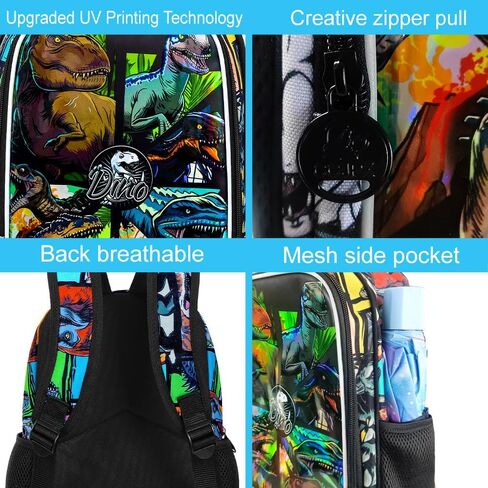 Dinosaur Backpack for Toddler Boys 2-5 Years - 13 Inch Water Resistant Preschool Bookbag with Reflective Safety Trim in Saudi Arabia