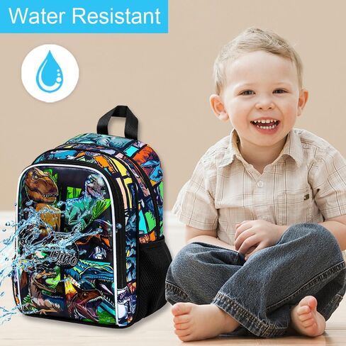 Dinosaur Backpack for Toddler Boys 2-5 Years - 13 Inch Water Resistant Preschool Bookbag with Reflective Safety Trim in Saudi Arabia