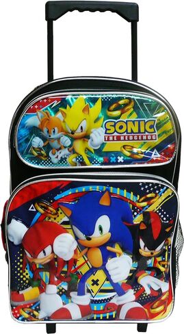 3D Sonic the Hedgehog Rolling Backpack Book Bag Travel Luggage Includes a pack of color pencils in Saudi Arabia