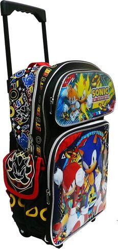 3D Sonic the Hedgehog Rolling Backpack Book Bag Travel Luggage Includes a pack of color pencils in Saudi Arabia
