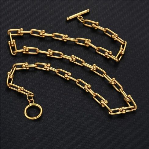20CM/40CM/50CM Stainless Steel Chunky U Link Chain Women OT Buckle Toggle Choker New Jewelry Necklace in Saudi Arabia