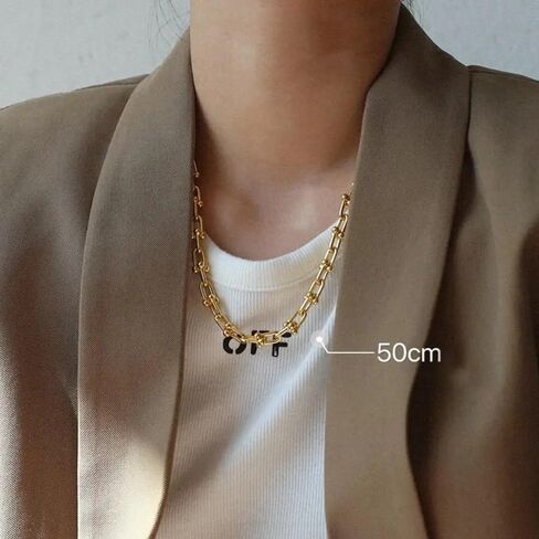 20CM/40CM/50CM Stainless Steel Chunky U Link Chain Women OT Buckle Toggle Choker New Jewelry Necklace in Saudi Arabia