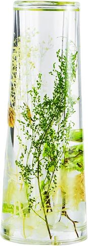 Locco Decor Acrylic Liquid 3D Floating Motion Cylinder Oval Flower Vase Boutique Floral Decoration Blue Gold Leaf in Saudi Arabia