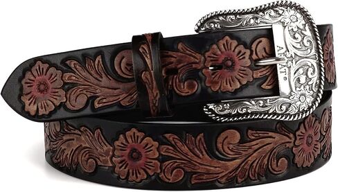 ARIAT Women's Floral Design Leather Belt w/Antique Silver Buckle in Saudi Arabia