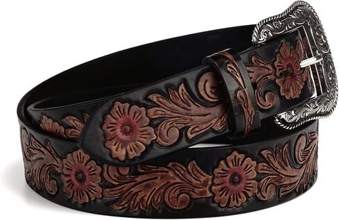 ARIAT Women's Floral Design Leather Belt w/Antique Silver Buckle in Saudi Arabia
