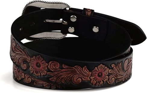 ARIAT Women's Floral Design Leather Belt w/Antique Silver Buckle in Saudi Arabia