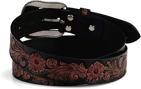 ARIAT Women's Floral Design Leather Belt w/Antique Silver Buckle in Saudi Arabia
