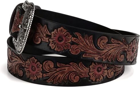ARIAT Women's Floral Design Leather Belt w/Antique Silver Buckle in Saudi Arabia
