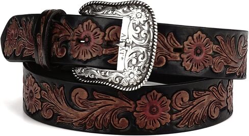 ARIAT Women's Floral Design Leather Belt w/Antique Silver Buckle in Saudi Arabia