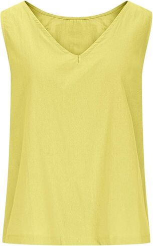 Womens Linen Crop Tank Tops Cute Summer Sleeveless Cropped Cotton Linen Tops Dressy Scoop Neck Camisole Tops in Saudi Arabia