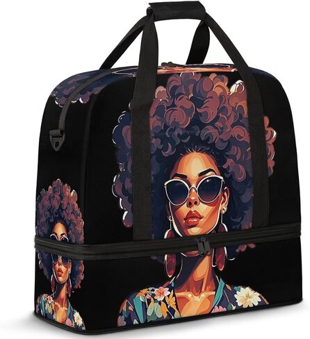 African Women Foldable Travel Duffel Bag, Expandable Weekender Overnight Carry on Bags with Shoe Compartment Sport Tote Gym Luggage for Women Men in Saudi Arabia