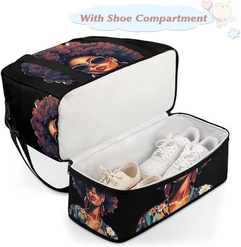 African Women Foldable Travel Duffel Bag, Expandable Weekender Overnight Carry on Bags with Shoe Compartment Sport Tote Gym Luggage for Women Men in Saudi Arabia