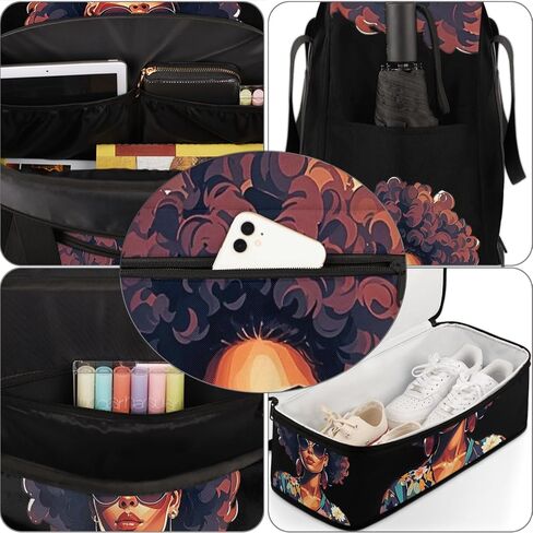 African Women Foldable Travel Duffel Bag, Expandable Weekender Overnight Carry on Bags with Shoe Compartment Sport Tote Gym Luggage for Women Men in Saudi Arabia