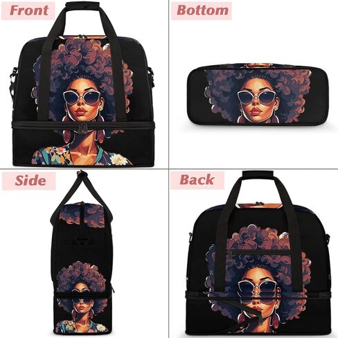 African Women Foldable Travel Duffel Bag, Expandable Weekender Overnight Carry on Bags with Shoe Compartment Sport Tote Gym Luggage for Women Men in Saudi Arabia